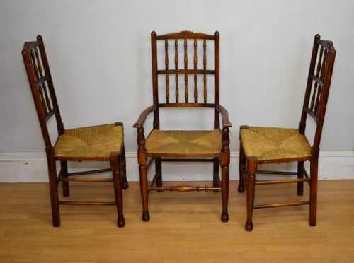 EARLY 20TH CENTURY SET OF 8 SPINDLE BACK DINING KITCHEN CHAIRS - ADDITIONAL PHOTO 25