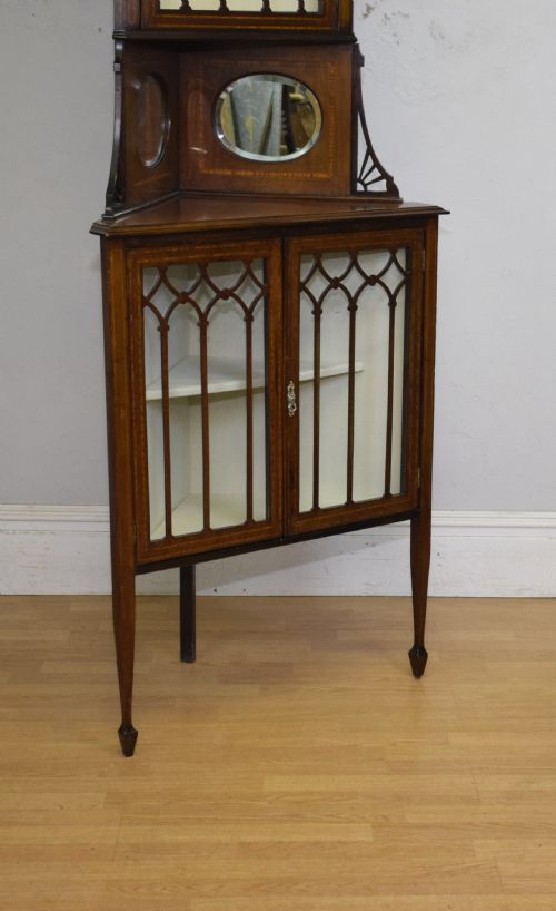 EDWARDIAN INLAID CORNER DISPLAY CABINET - ADDITIONAL PHOTO 2