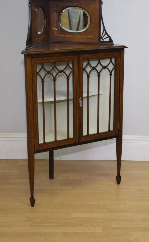 EDWARDIAN INLAID CORNER DISPLAY CABINET - ADDITIONAL PHOTO 4