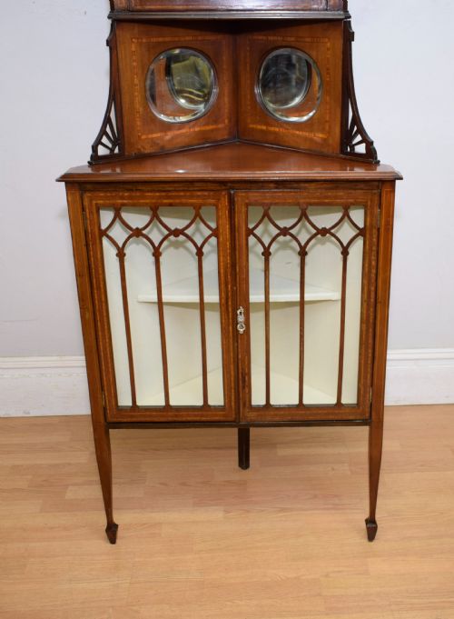 EDWARDIAN INLAID CORNER DISPLAY CABINET - ADDITIONAL PHOTO 6
