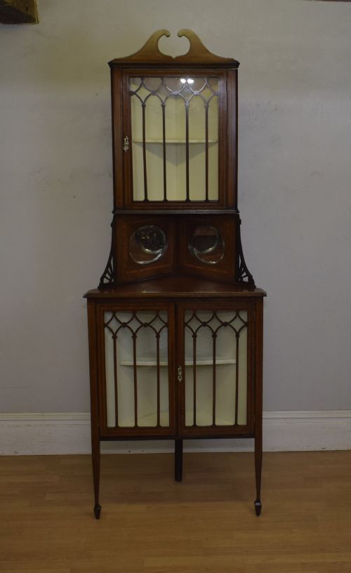 EDWARDIAN INLAID CORNER DISPLAY CABINET - ADDITIONAL PHOTO 14
