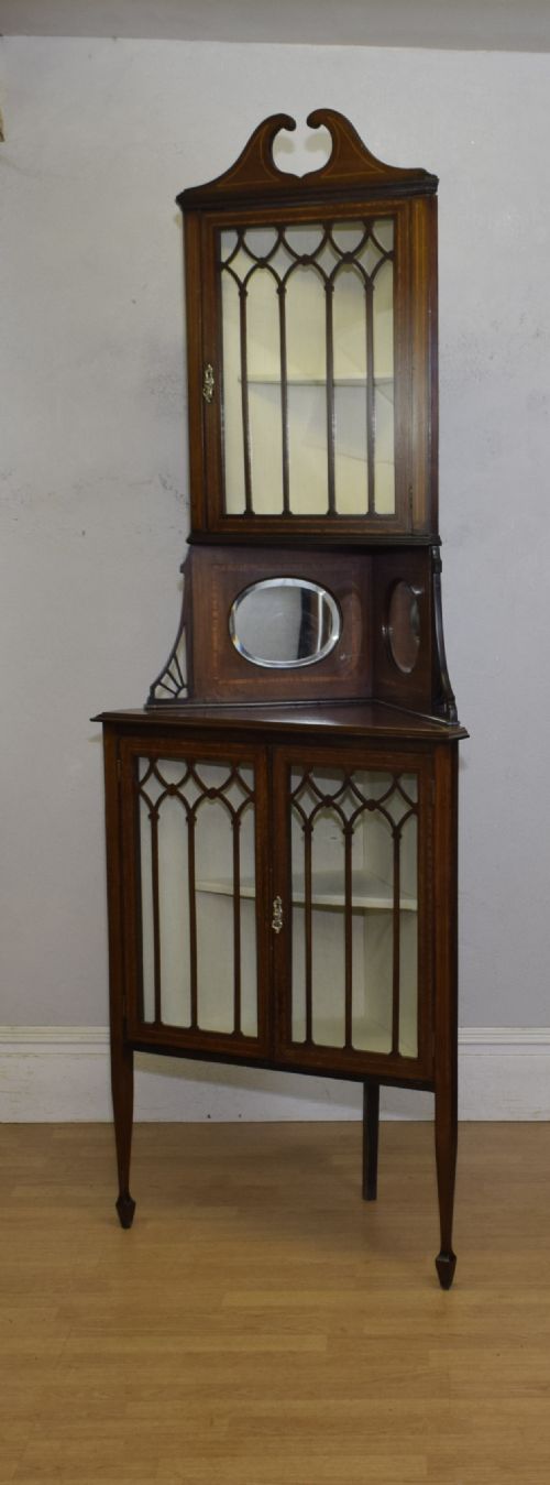 EDWARDIAN INLAID CORNER DISPLAY CABINET - ADDITIONAL PHOTO 16