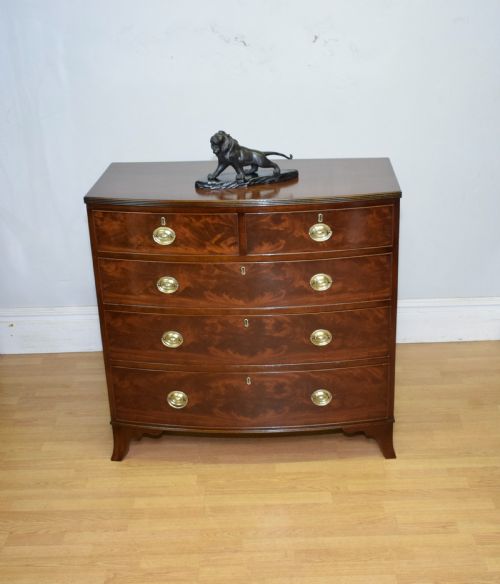 ANTIQUE REGENCY BOW FRONT CHEST OF DRAWERS - ADDITIONAL PHOTO 3