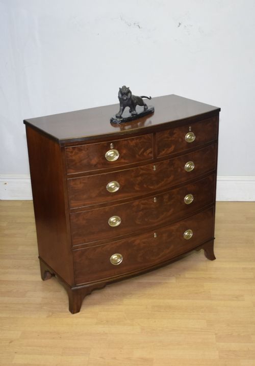 ANTIQUE REGENCY BOW FRONT CHEST OF DRAWERS - ADDITIONAL PHOTO 9