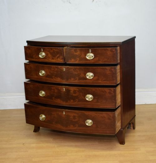ANTIQUE REGENCY BOW FRONT CHEST OF DRAWERS - ADDITIONAL PHOTO 14