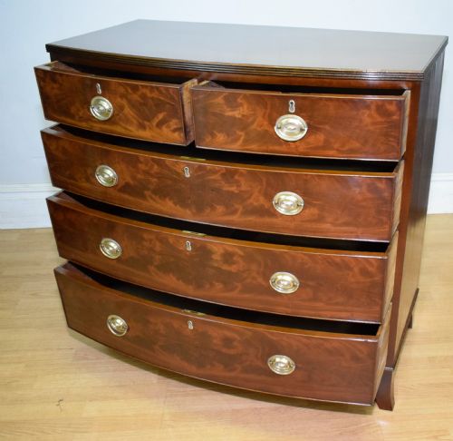 ANTIQUE REGENCY BOW FRONT CHEST OF DRAWERS - ADDITIONAL PHOTO 16