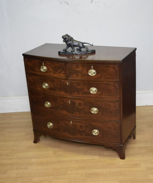ANTIQUE REGENCY BOW FRONT CHEST OF DRAWERS - ADDITIONAL PHOTO 19
