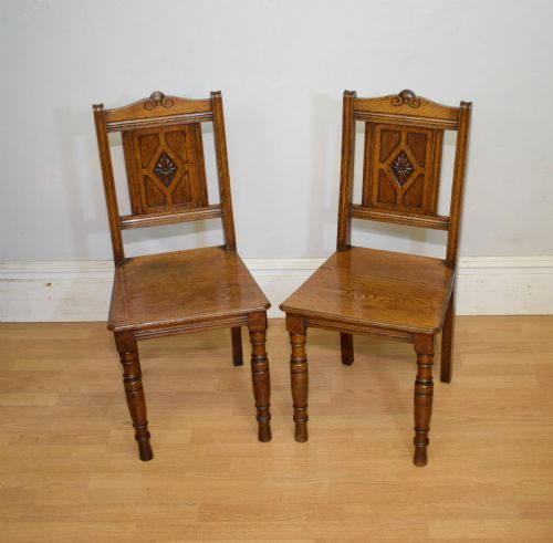 PAIR OF ARTS CRAFTS OAK HALL CHAIRS - ADDITIONAL PHOTO 5