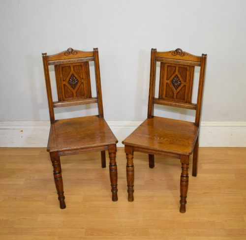 PAIR OF ARTS CRAFTS OAK HALL CHAIRS - ADDITIONAL PHOTO 6