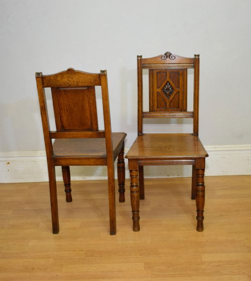 PAIR OF ARTS CRAFTS OAK HALL CHAIRS - ADDITIONAL PHOTO 9