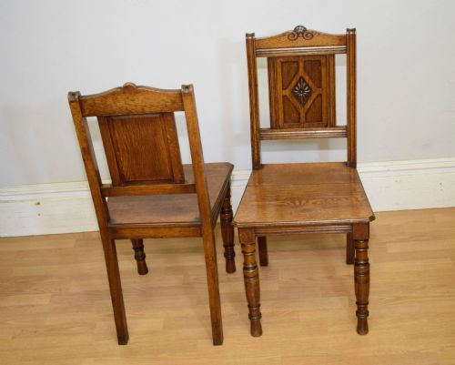 PAIR OF ARTS CRAFTS OAK HALL CHAIRS - ADDITIONAL PHOTO 10