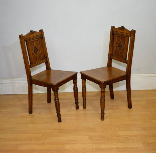 PAIR OF ARTS CRAFTS OAK HALL CHAIRS - ADDITIONAL PHOTO 11