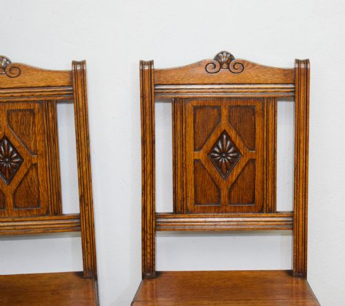 PAIR OF ARTS CRAFTS OAK HALL CHAIRS - ADDITIONAL PHOTO 17