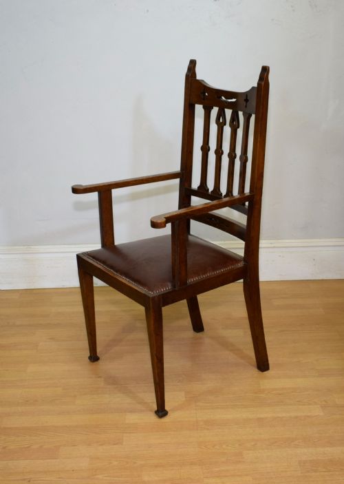 ARTS CRAFTS OAK ARMCHAIR - ADDITIONAL PHOTO 2