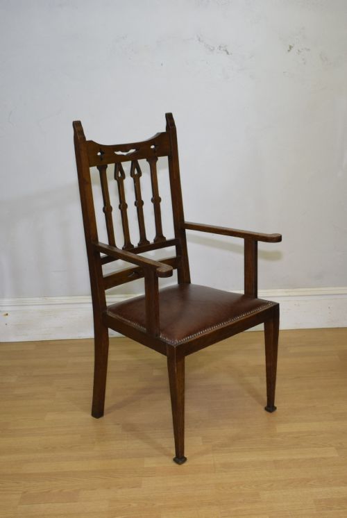 ARTS CRAFTS OAK ARMCHAIR - ADDITIONAL PHOTO 4