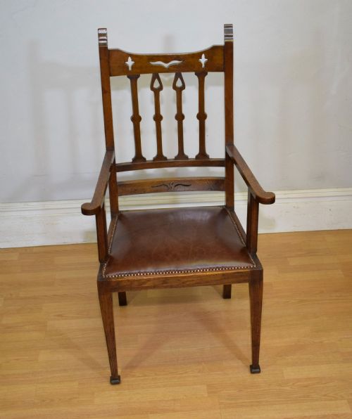 ARTS CRAFTS OAK ARMCHAIR - ADDITIONAL PHOTO 6