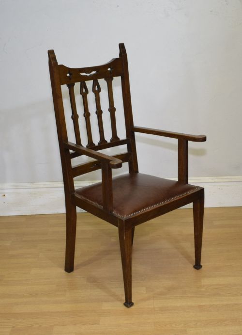ARTS CRAFTS OAK ARMCHAIR - ADDITIONAL PHOTO 13