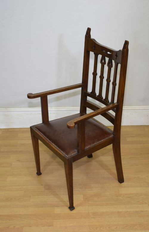 ARTS CRAFTS OAK ARMCHAIR - ADDITIONAL PHOTO 18