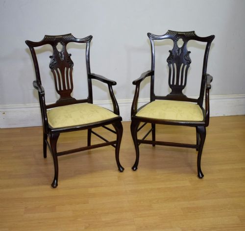 PAIR OF VICTORIAN ARMCHAIRS - ADDITIONAL PHOTO 1
