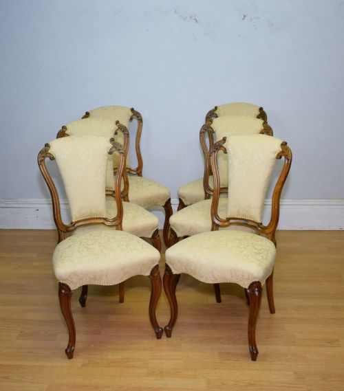 ANTIQUE SET OF 6 VICTORIAN WALNUT DINING CHAIRS - ADDITIONAL PHOTO 1