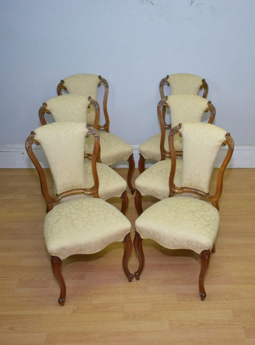 ANTIQUE SET OF 6 VICTORIAN WALNUT DINING CHAIRS - ADDITIONAL PHOTO 4