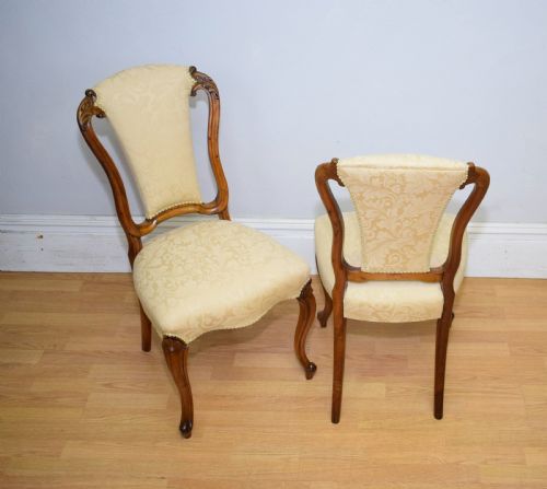 ANTIQUE SET OF 6 VICTORIAN WALNUT DINING CHAIRS - ADDITIONAL PHOTO 18