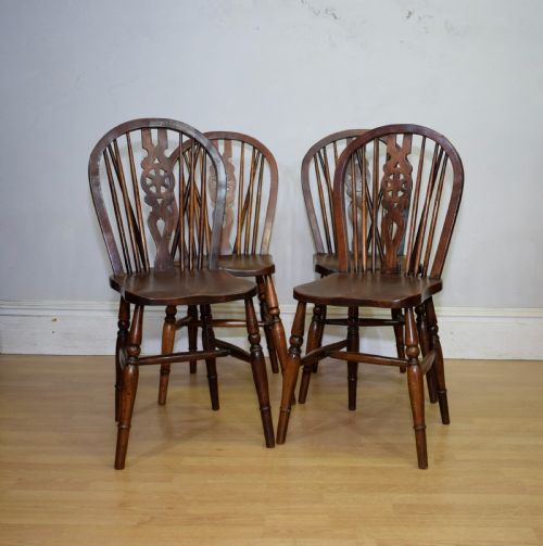 SET OF 4 VICTORIAN WHEEL BACK DINING CHAIRS - ADDITIONAL PHOTO 2
