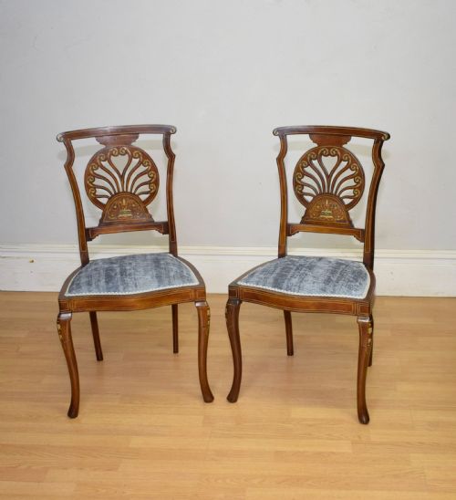 PAIR OF VICTORIAN INLAID MARQUETRY SIDE CHAIRS - ADDITIONAL PHOTO 3