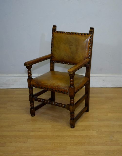 EARLY 20TH CENTURY CARVED OAK ARMCHAIR - ADDITIONAL PHOTO 8
