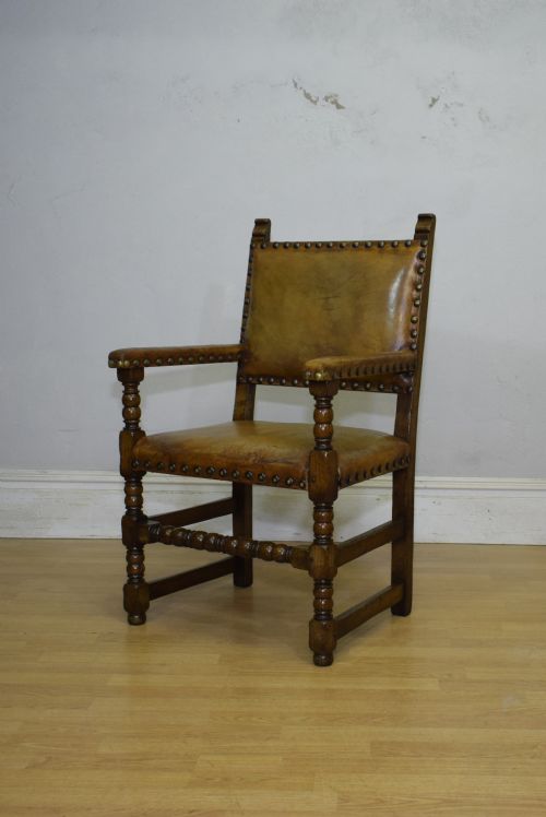 EARLY 20TH CENTURY CARVED OAK ARMCHAIR - ADDITIONAL PHOTO 12