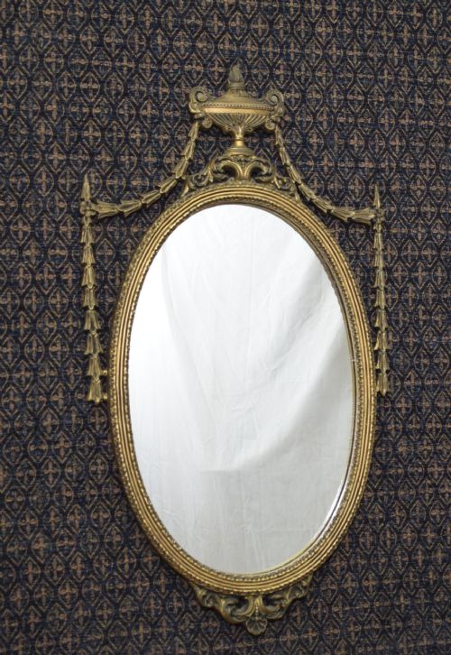 oval adams style mirror - CATEGORY: ANTIQUE MIRRORS - DATED 1930