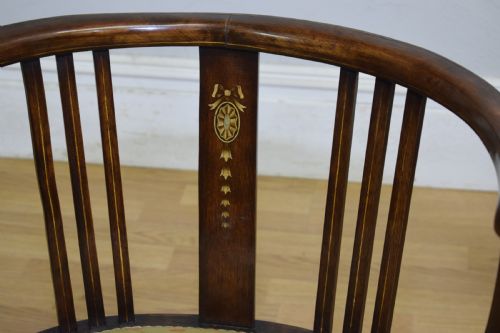 EDWARDIAN INLAID TUB ARMCHAIR - ADDITIONAL PHOTO 3