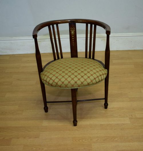 EDWARDIAN INLAID TUB ARMCHAIR - ADDITIONAL PHOTO 4