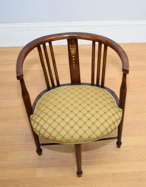 EDWARDIAN INLAID TUB ARMCHAIR - ADDITIONAL PHOTO 7