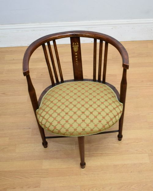 EDWARDIAN INLAID TUB ARMCHAIR - ADDITIONAL PHOTO 8