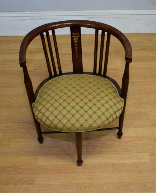 EDWARDIAN INLAID TUB ARMCHAIR - ADDITIONAL PHOTO 9