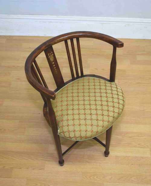 edwardian inlaid tub armchair - CATEGORY: ANTIQUE CHAIRS - DATED EDWARDIAN