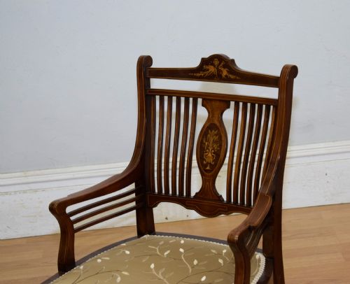 MAHOGANY INLAID BEDROOM CHAIR - ADDITIONAL PHOTO 4