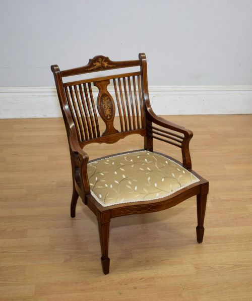 MAHOGANY INLAID BEDROOM CHAIR - ADDITIONAL PHOTO 8