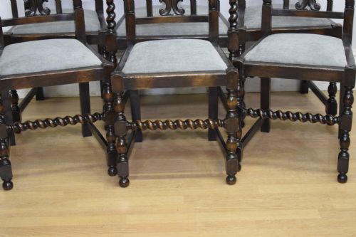 ANTIQUE SET OF 6 CARVED HIGH BACK DINING CHAIRS - ADDITIONAL PHOTO 3