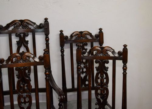 ANTIQUE SET OF 6 CARVED HIGH BACK DINING CHAIRS - ADDITIONAL PHOTO 6