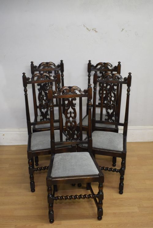 ANTIQUE SET OF 6 CARVED HIGH BACK DINING CHAIRS - ADDITIONAL PHOTO 10