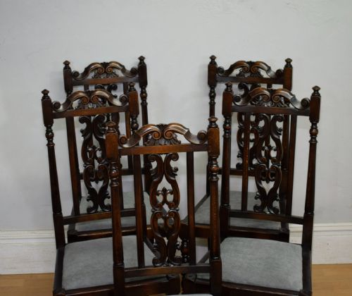 ANTIQUE SET OF 6 CARVED HIGH BACK DINING CHAIRS - ADDITIONAL PHOTO 13
