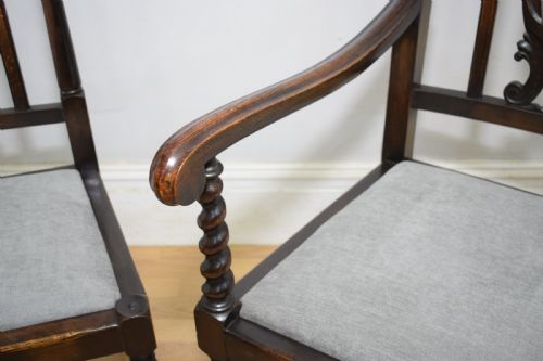 ANTIQUE SET OF 6 CARVED HIGH BACK DINING CHAIRS - ADDITIONAL PHOTO 16