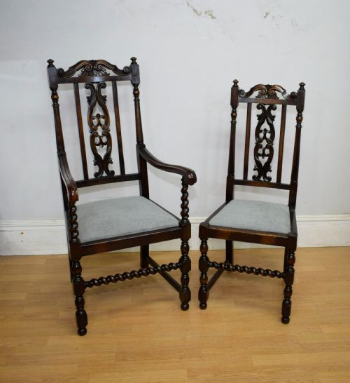 ANTIQUE SET OF 6 CARVED HIGH BACK DINING CHAIRS - ADDITIONAL PHOTO 20