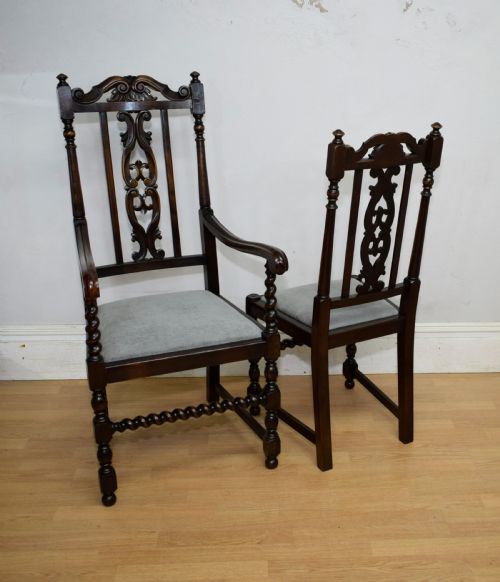 ANTIQUE SET OF 6 CARVED HIGH BACK DINING CHAIRS - ADDITIONAL PHOTO 21