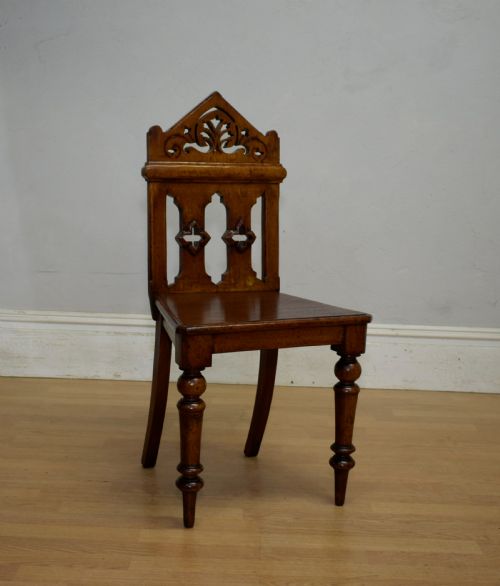 WILLIAM IV GOTHIC OAK HALL CHAIR - ADDITIONAL PHOTO 3