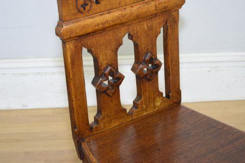 WILLIAM IV GOTHIC OAK HALL CHAIR - ADDITIONAL PHOTO 9