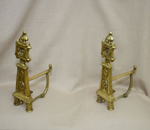 pair of early 20th century fire dogs - CATEGORY: ANTIQUE FIREPLACES - DATED 1900