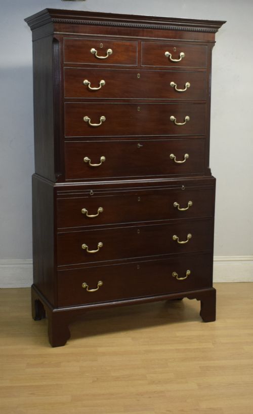 GEORGIAN MAHOGANY CHEST ON CHEST - ADDITIONAL PHOTO 1